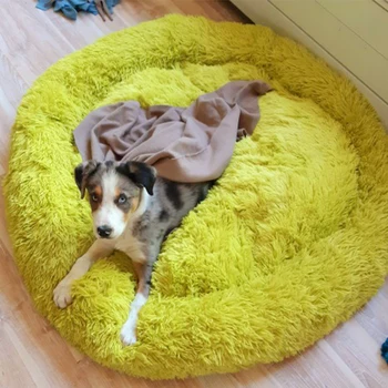 Dog Bed Long Plush Dount Basket Calming Cat Beds Hondenmand Pet Kennel House Soft Fluffy Cushion Sleeping Bag Mat for Large Dogs 2