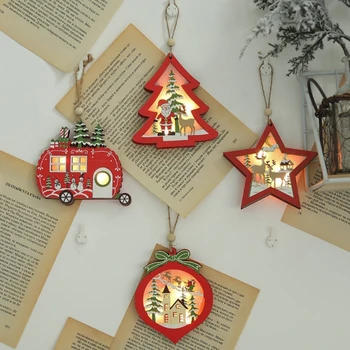 

Christmas Pendant Star Wooden Design Christmas Hollow Wooden Pendant Jewelry Creative Light Various Hanging Decorations