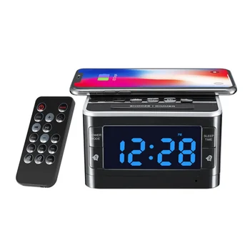 

T8 Wireless Charging FM Radio LCD Digital Display Alarm Clock with Bluetooth Speaker