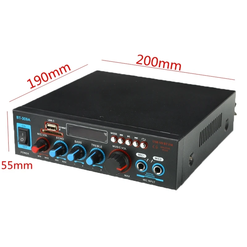 12/220V 800W Bluetooth Hi-Fi аудио Мощность усилитель аудио Проекторы для домашнего кинотеатра с пультом дистанционного управления Управление Поддержка SD карты FM USB