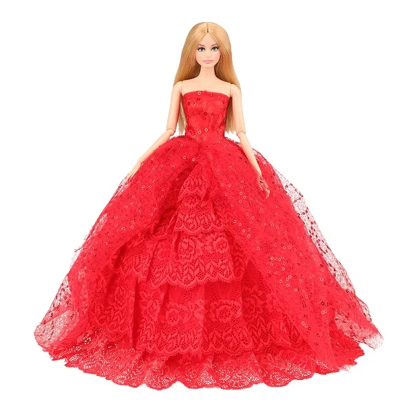 Длинный хвост вечерние свадебные платья с вуалью 8 слоев роскошные аксессуары для изготовления куклы Барби комплект одежды красивый - Цвет: No Doll