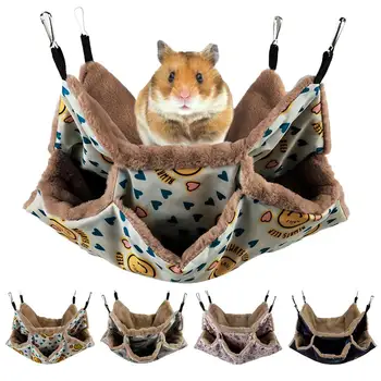 

Small Pet Hammock With Three-layer Warm Hanging Bed Cage Hammock Four Seasons Universal For Ferret Squirrel Hamster Pets