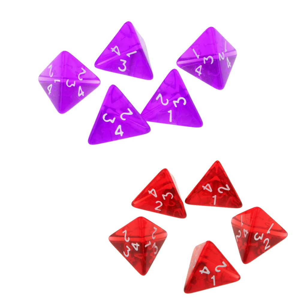 10x Dice Role Playing Polyhedral D4 For Board Game Table Games 2cm - Red + Purple