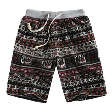 Мужские шорты, летние, повседневные, в этническом стиле, с принтом, свободные, льняные шорты, модные, свободные, пляжные шорты для мужчин