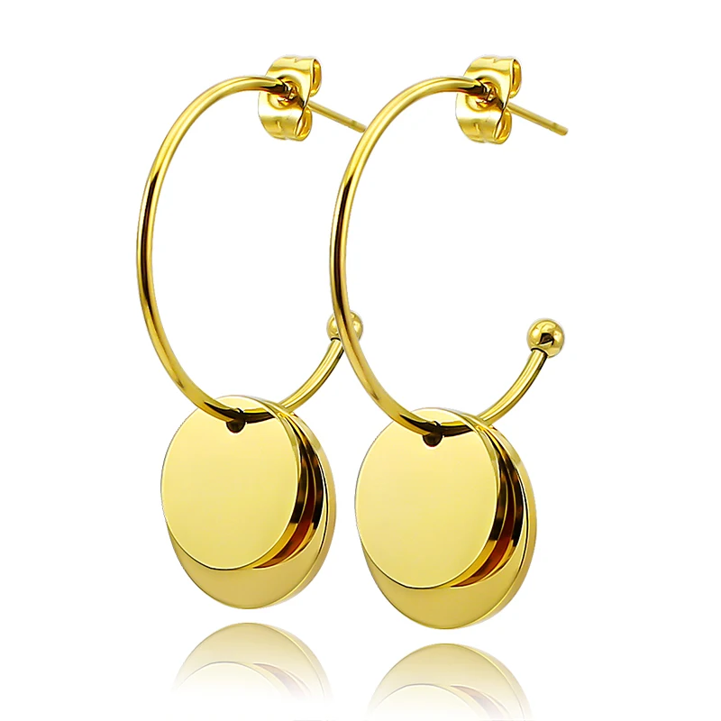 Серьги-кольца из нержавеющей стали 316L, круглые серьги, 4 цвета, женские серьги для влюбленных пар, свадебные вечерние ювелирные изделия