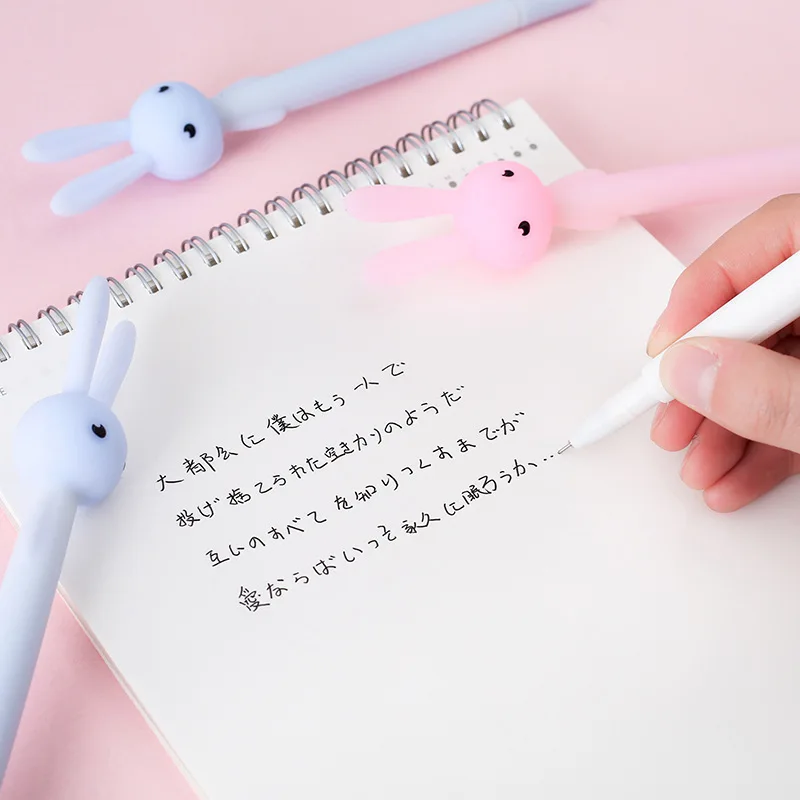 Гелевые ручки Ellen Brook, 1 шт., Корейская мультяшная креативная нейтральная ручка с кроликом, Студенческая ручка для письма, канцелярские принадлежности, черная/синяя ручка для подписи