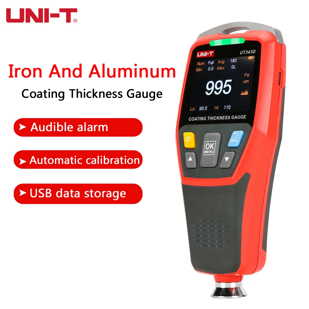 UNI-T UT343D Coating Thickness Gauge Automobile Paint Film Metal Rhickness Rester FE/NFE Ror Automobile Accident Detection