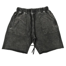 Хлопковые винтажные черные шорты с эффектом потертости; летние спортивные шорты в стиле хип-хоп; уличная одежда