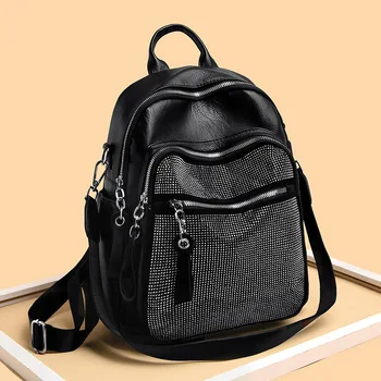 

Senior shoulder bag 2019 new women's backpack tide cool multifunctional fashion casual black bag breathable travel bag backpack