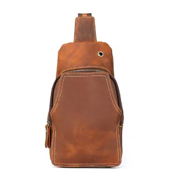 

Retro Handmade Men's Bags Top Layer Cowhide Men's Boobs Real Leather Crazy Horse Leather Vintage Men Genuine Leather Versatile