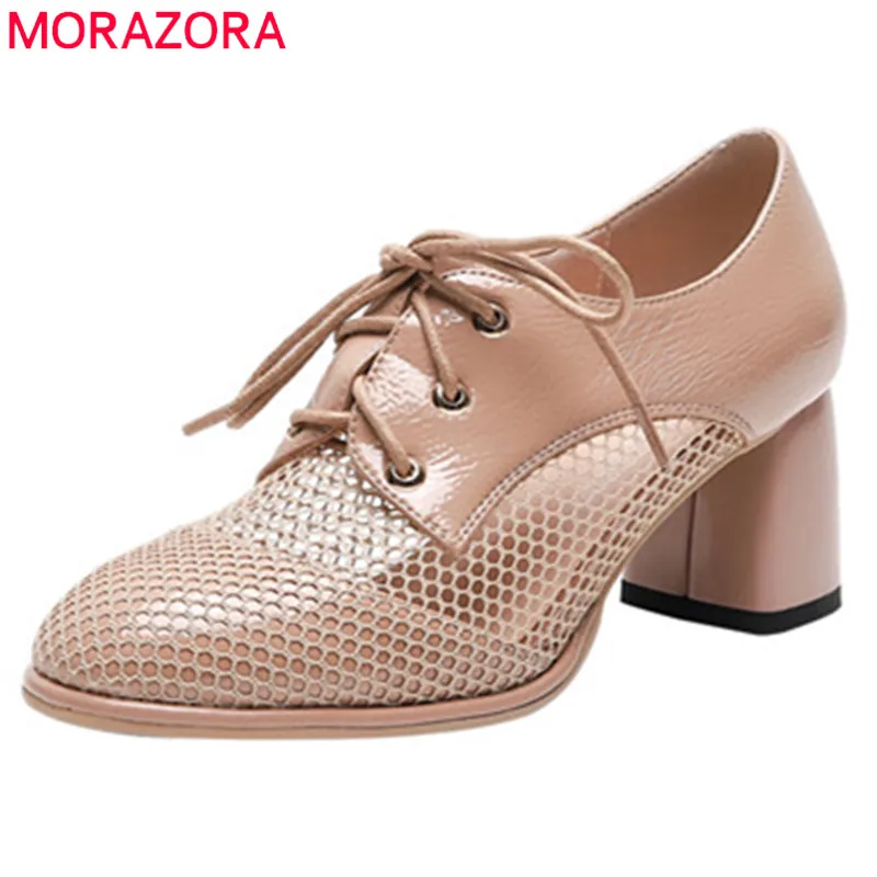 

MORAZORA big size 33-43 office lady dress shoes spring summer high heels 2020 newest round toe mesh single shoes women pumps