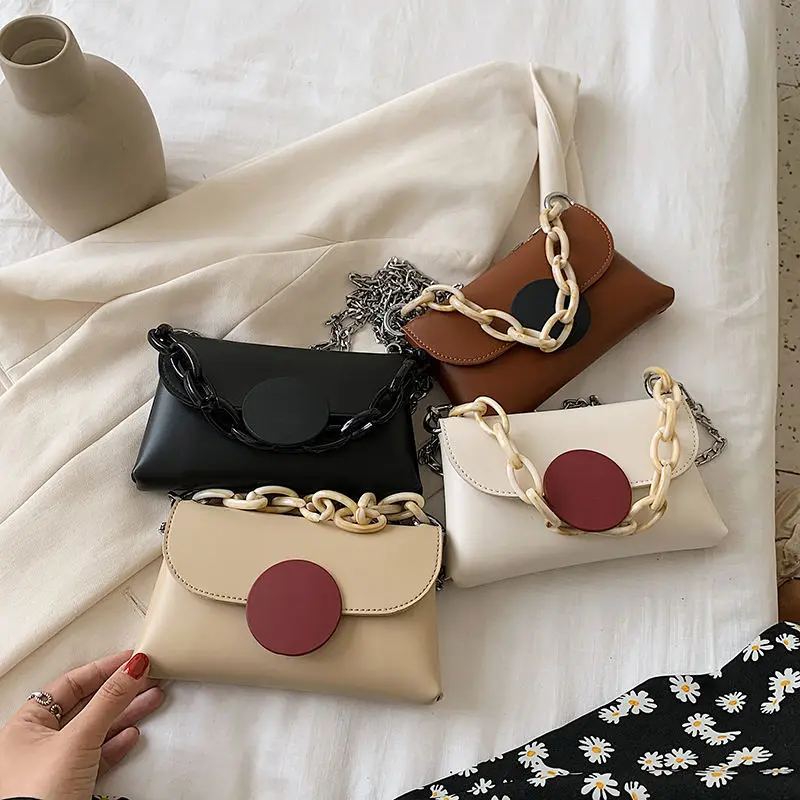 

Wholesale Cheap Price Acrylic Handle Purse Detachable 2 Straps Mini Handbag for Grils Fashion PVC Leather Small Chain Bags