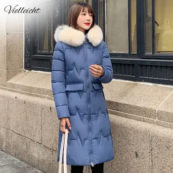 

Vielleicht 5 Colors 2019 New Women Winter Jacket Hooded Thicken Fur Collar Female Parka Ladies Long Winter Coat Chaqueta Mujer