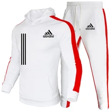 Men's Sportswear Fashion Pure Cotton Track And Field Sports Suit 2021 New Two-Piece Hoodie + Pants Casual Street Suit Sportswear