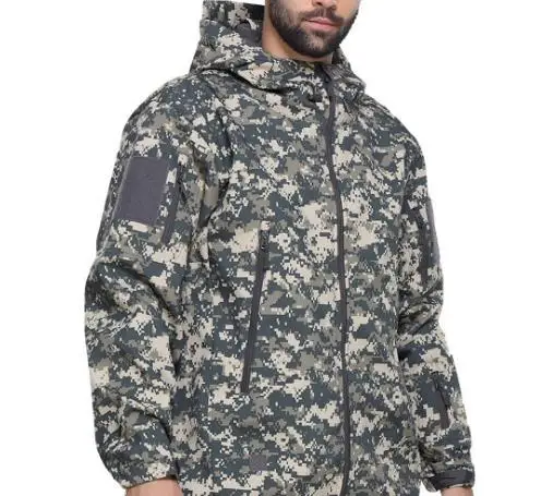 Высокое качество водонепроницаемая ветрозащитная армейская одежда мягкая оболочка Военная Тактическая камуфляжная куртка набор охотничьи куртки и брюки - Цвет: acu jacket