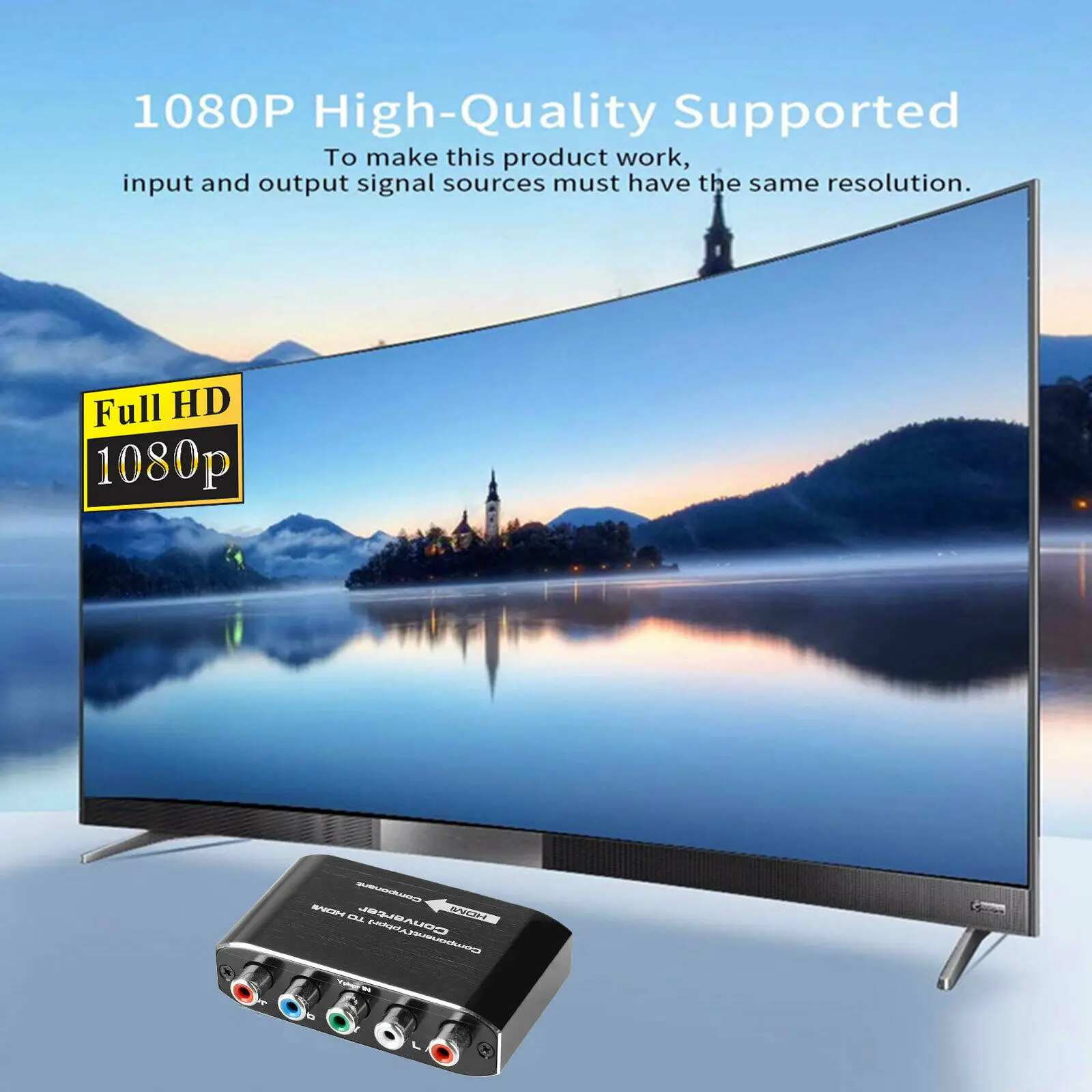 

HDMI Converter DVD PS Component Video and L / R RCA Stereo Audio to HDMI Transverter Adapter 1080P Audio and Video Converter