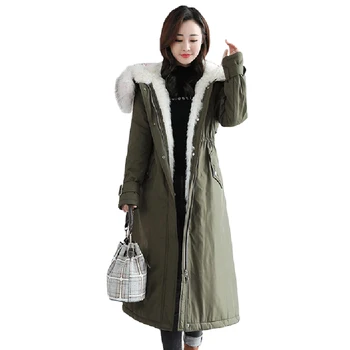 

2019 New Quality Fashion Winter Jacket Women's Parkas Coats Large Big fur collar Slim Winter Jacket Cotton Liner Hooded Coat