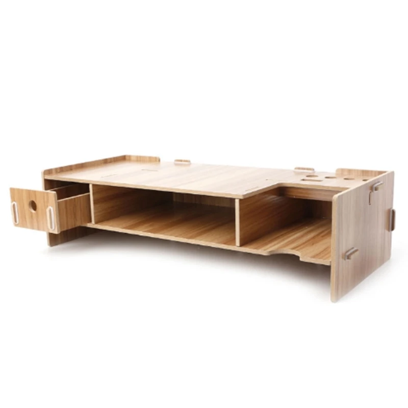  MDF Desktop Monitor Riser TV Stand Holder over Keyboard Desk Organizer Storage Space for Computer L
