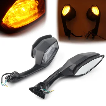 

Motorcycle Rear Side View Mirrors w/ Amber Blinker Siganl Lights Rearview Mirrors For Yamaha YZF R6 2017 YZF R1 2015-2019 16