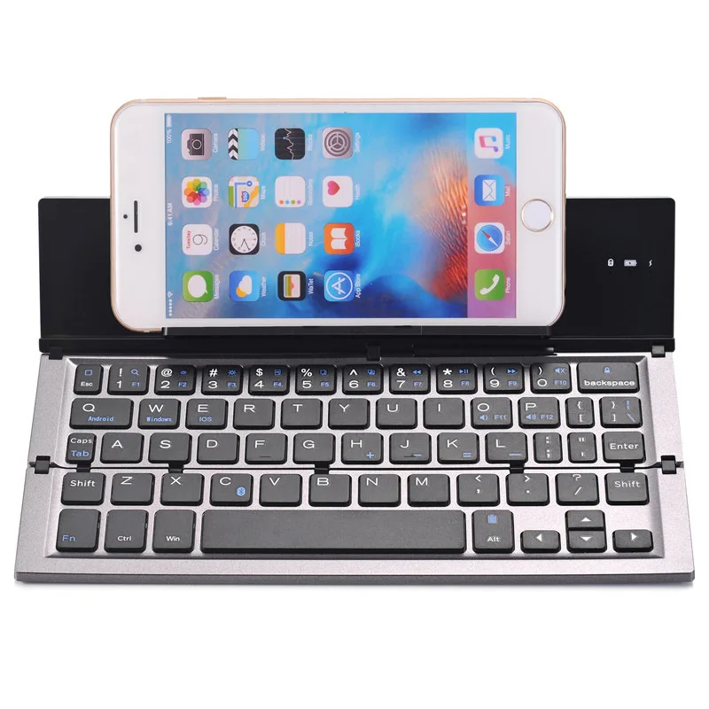 

Portable Ultra Slim Folding Wireless Bluetooth Keyboard with Stand Holder for Phone PC Tablet FKU66