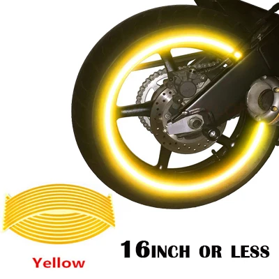 16 светоотражающий, для мотокросса велосипед мотоцикл наклейки 16'1" Авто обод колеса мотоцикл Fitas Moto наклейка для Yamaha Honda Harley Suzuki - Цвет: 16 inch Yellow