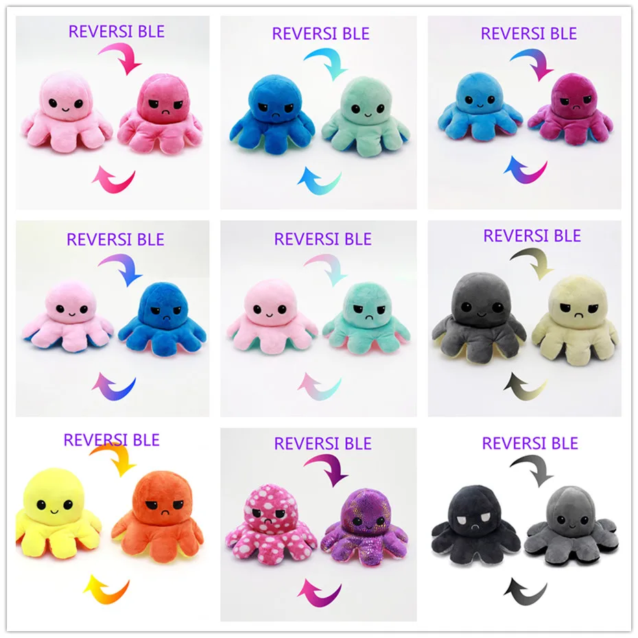 

ON SALE! kawaii Double-Sided Flip Octopus Soft Plush Stuffed Toy подаѬки Cute Funny among us peluches Children pulpo reversible