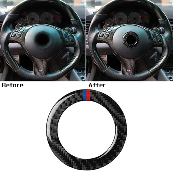 

Car Steering Wheel Center Sticker Trim Carbon Fiber Interior Styling Protector For BMW 3 Series E46 98-05