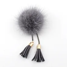 NEW cute real Mink hair fur ball Brooch Pins For Women with Tassel Korean Fur ball Piercing Lapel Brooches Collar Jewelry Gift