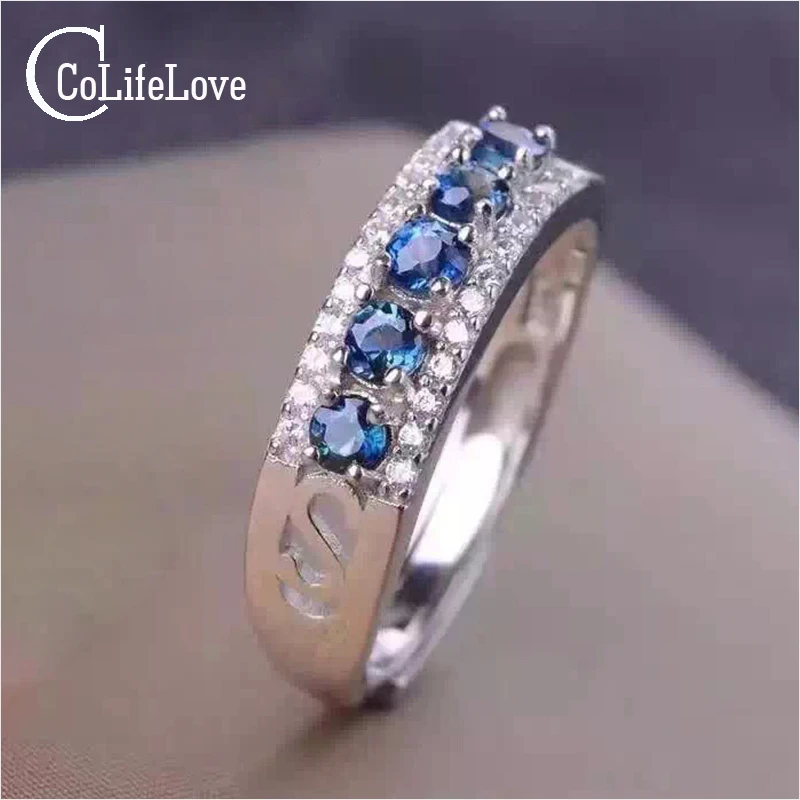 Классический сапфир предложение кольцо 6 шт 3 мм натуральный Настоящее твердое 925
