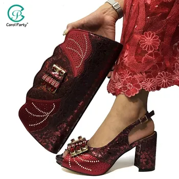 

New Arrival Wedding Italian design Shoe and Bag Sets Decorated with Rhinestone Shoe and Bag Set for Party In Women Party Pumps