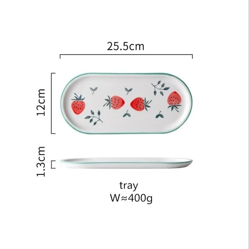 Cute Strawberry Kitchen Ceramic Plate Tableware Set Food Dishes Rice Steak Salad Noodles Bowl Soup Kitchen Cook Tool 1pc