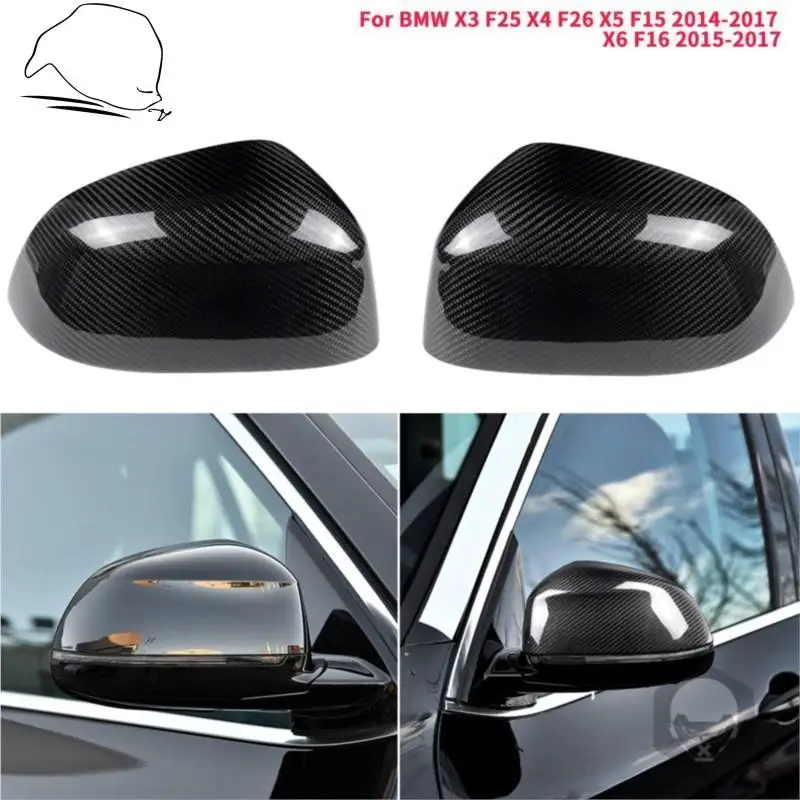 

Carbon Fiber Rearview Mirror Cover Caps For BMW X3 X4 X5 X6 F25 F26 F15 F16 2014-2017 Replacement Door Side Shell Upgrade Black