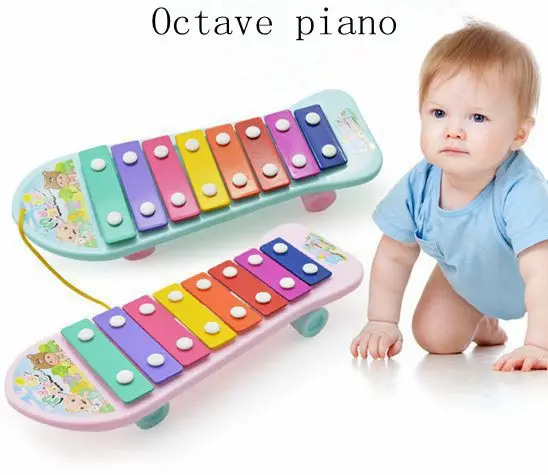 1 шт. музыкальный инструмент Infantiles Детские музыкальные игрушки деревянный ксилофон восьмитонный пианино раннее образование Интерактивная музыкальная игрушка