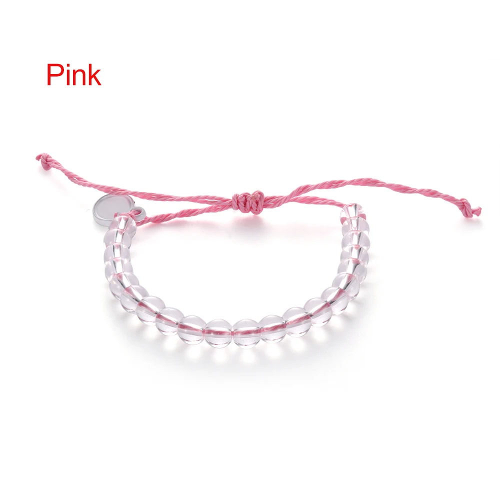 pink Кристалл простой маленький бисер Браслеты Натуральный Камень Чакра ручной работы из бисера Плетеный браслет для женщин девушек регулируемые ювелирные изделия - Окраска металла: pink