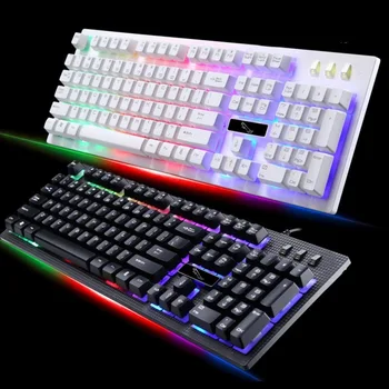 

Colorful LED Illuminated Backlit USB Wired PC Rainbow Gaming Keyboard Ergonomic Comfortable 114 Keys Keyboard For PC Laptop
