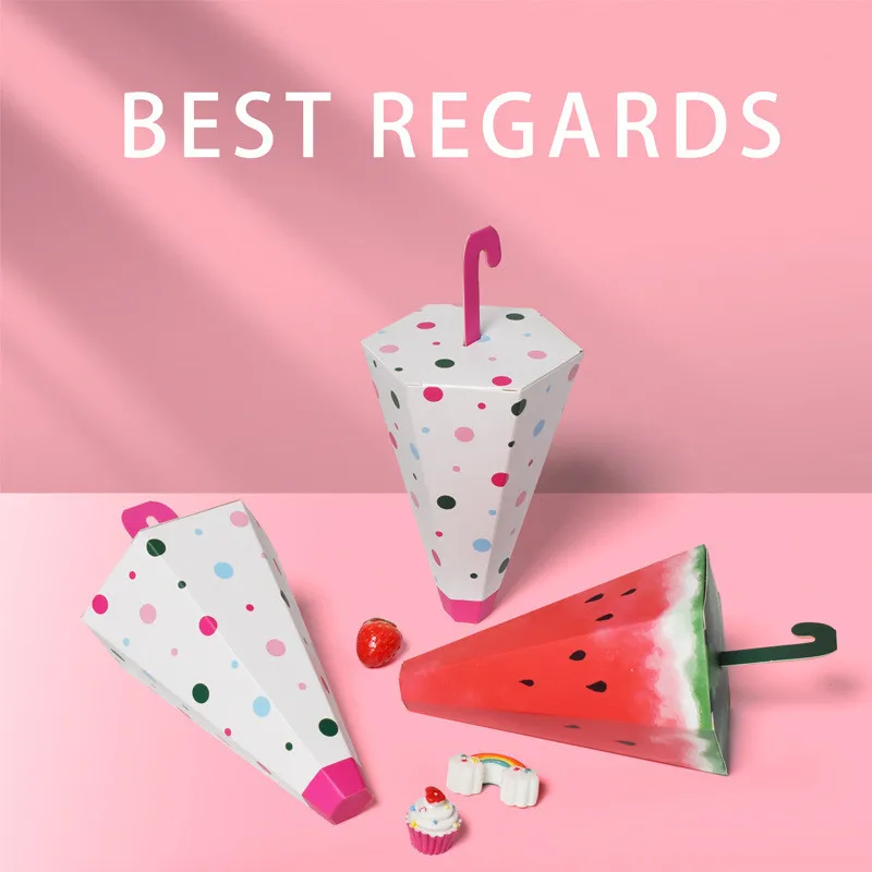 10cps Creative Cartoon Umbrella Candy Gift Box Snack Packaging Color Wave Point Boxes | Дом и сад