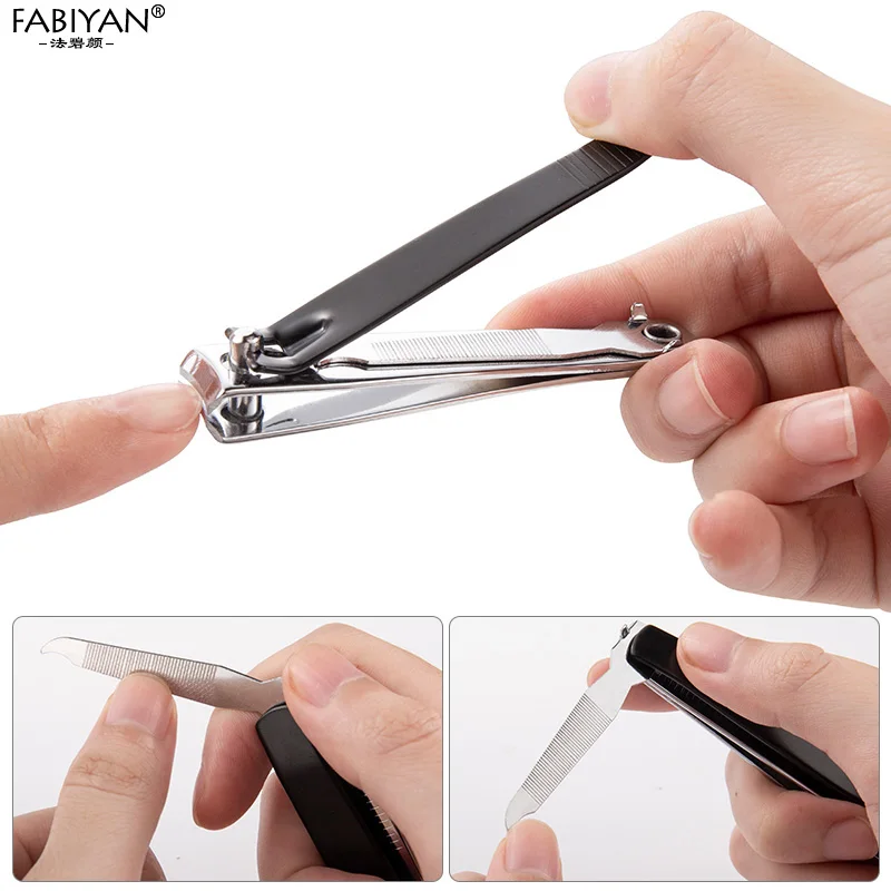 Stainless Steel Nail Art Clippers Manicure Files Cutter Nipper Machine Knife Fingernail Toenail Trimmer Care Tool Black