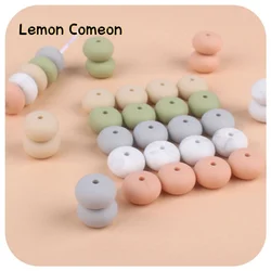 Cuentas de Ábaco de silicona de 15mm, lentejas de 20 piezas, mordedor, collar de lactancia de silicona de grado alimenticio, dentición