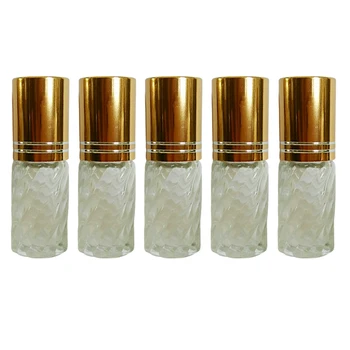 

5pcs 5ml Stripes Carved Refillable Perfume Roll-on Glass Bottles