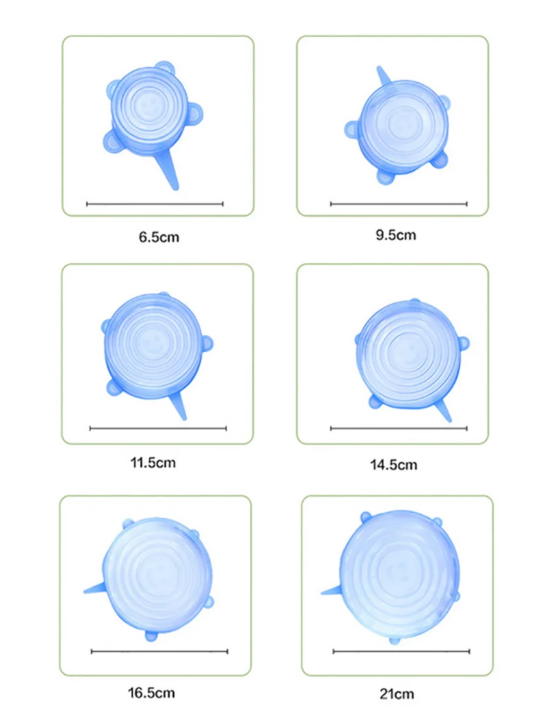 

Kitchen Accessories Gadgets Silicone Food Lid 6pcs/set Stretch Universal Bowl Pot Pan Fruit Vegetable Preservation Kitchen Tool