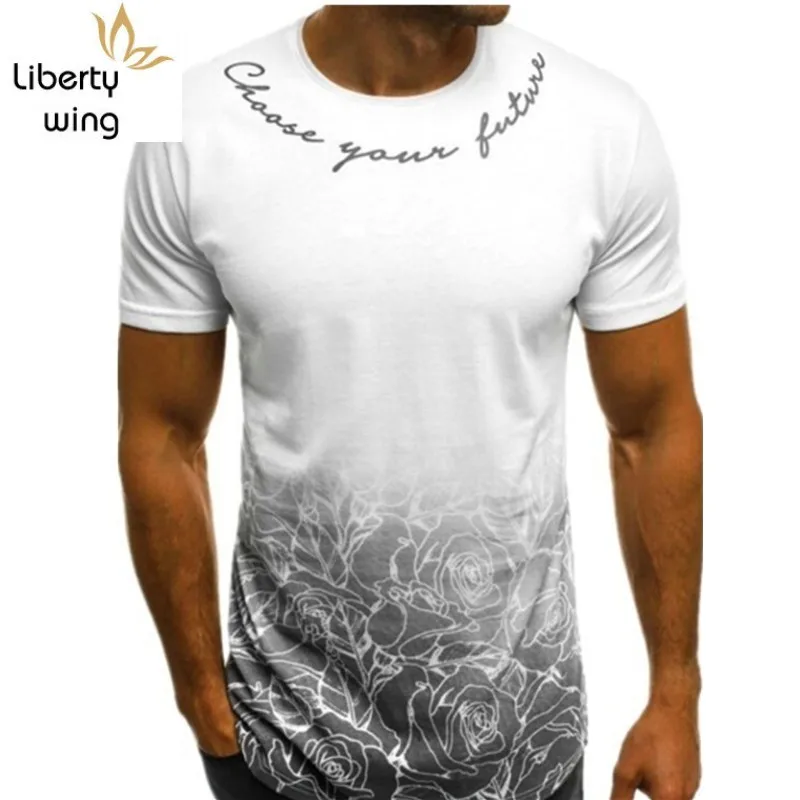 

Футболка мужская с коротким рукавом, приталенный пуловер с круглым вырезом, модная Повседневная рубашка с принтом, разные цвета, на лето