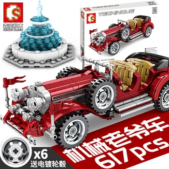 

Blocks Classic Car Technology Small Particles Assembled Simulation Retro Model Car 701650 Children's Building Blocks Toys
