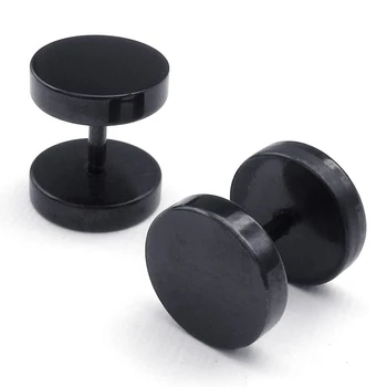 

Jewelry Men Earrings, 8mm Circle Ear Studs, Stainless Steel, Black