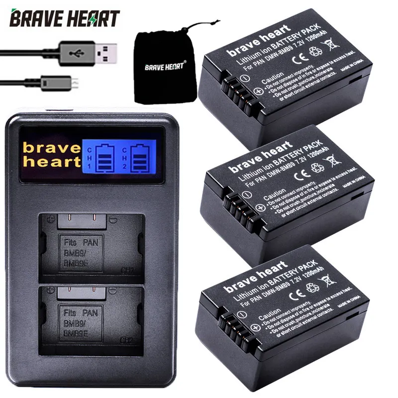 3 шт. DMW-BMB9 DMW-BMB9E ДМВ BMB9 Батарея + ЖК-дисплей Dual USB Зарядное устройство для цифрового