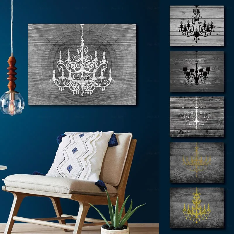 Wall Art Lights on Wood Texture Canvas Painting Nordic Posters and Prints Pictures Living Room Home Decor | Дом и сад