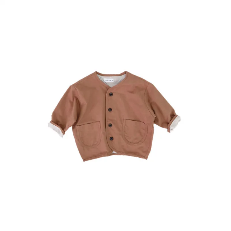 Мёд угол Демисезонный твердые цветные для девочек и мальчиков куртка однобортный карман украшение Детское пальто в Корейском стиле для малышей; Верхняя одежда для малыша
