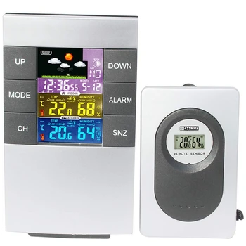 

Wireless Weather Station Digital Alarm Clock Weather Forecast Indoor And Outdoor Use Temperature Humidity Date And Time Readings
