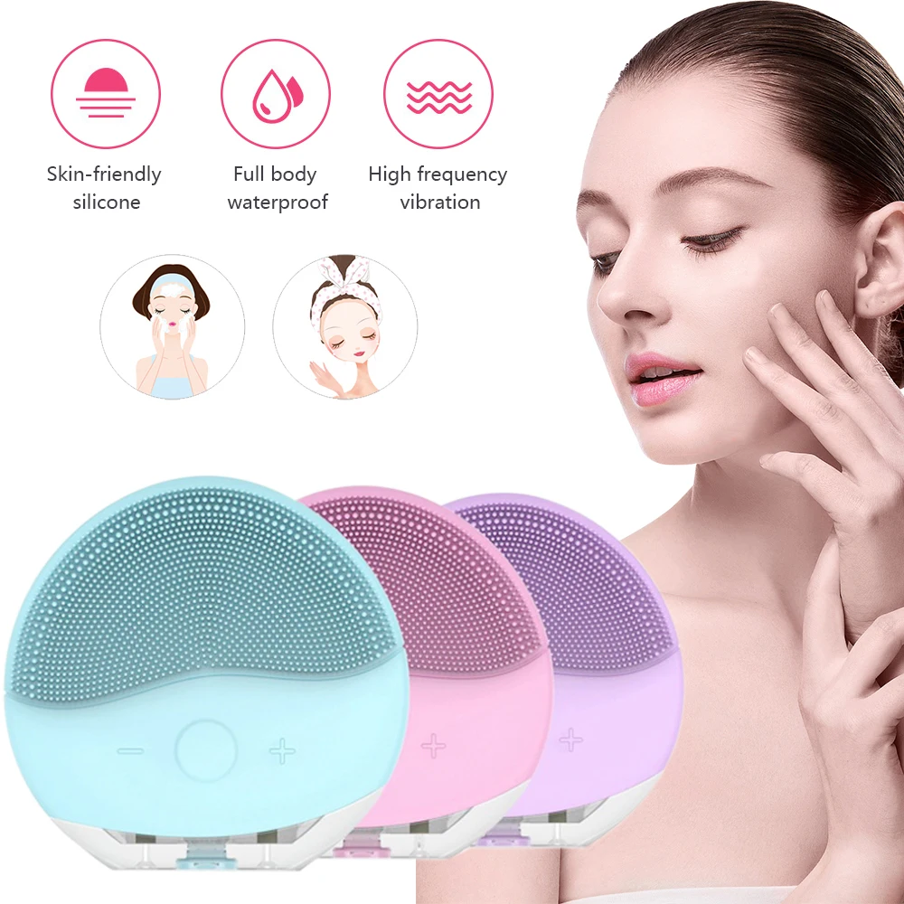 Mini USB Electric face Facial Cleansing Brush Silicone Sonic Cleaner Deep Pore Cleaning Waterproof Skin Massage High Quality | Красота и