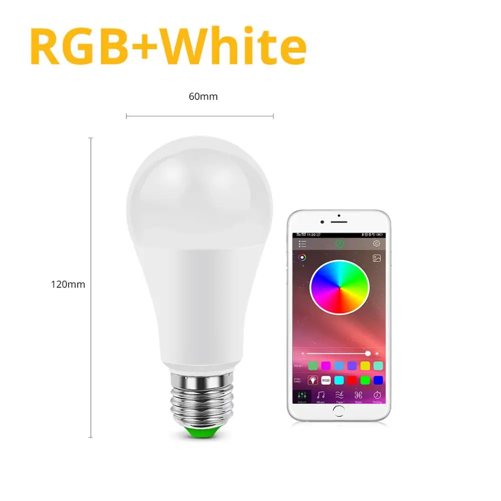 Умная лампа E27 85-265 в, RGB, 15 Вт, Bluetooth 4,0, управление через приложение, умная лампа 5 Вт, 10 Вт, RGB лампа, ИК-пульт дистанционного управления, умный дом, освещение жизни - Цвет: Buletooth RGBW
