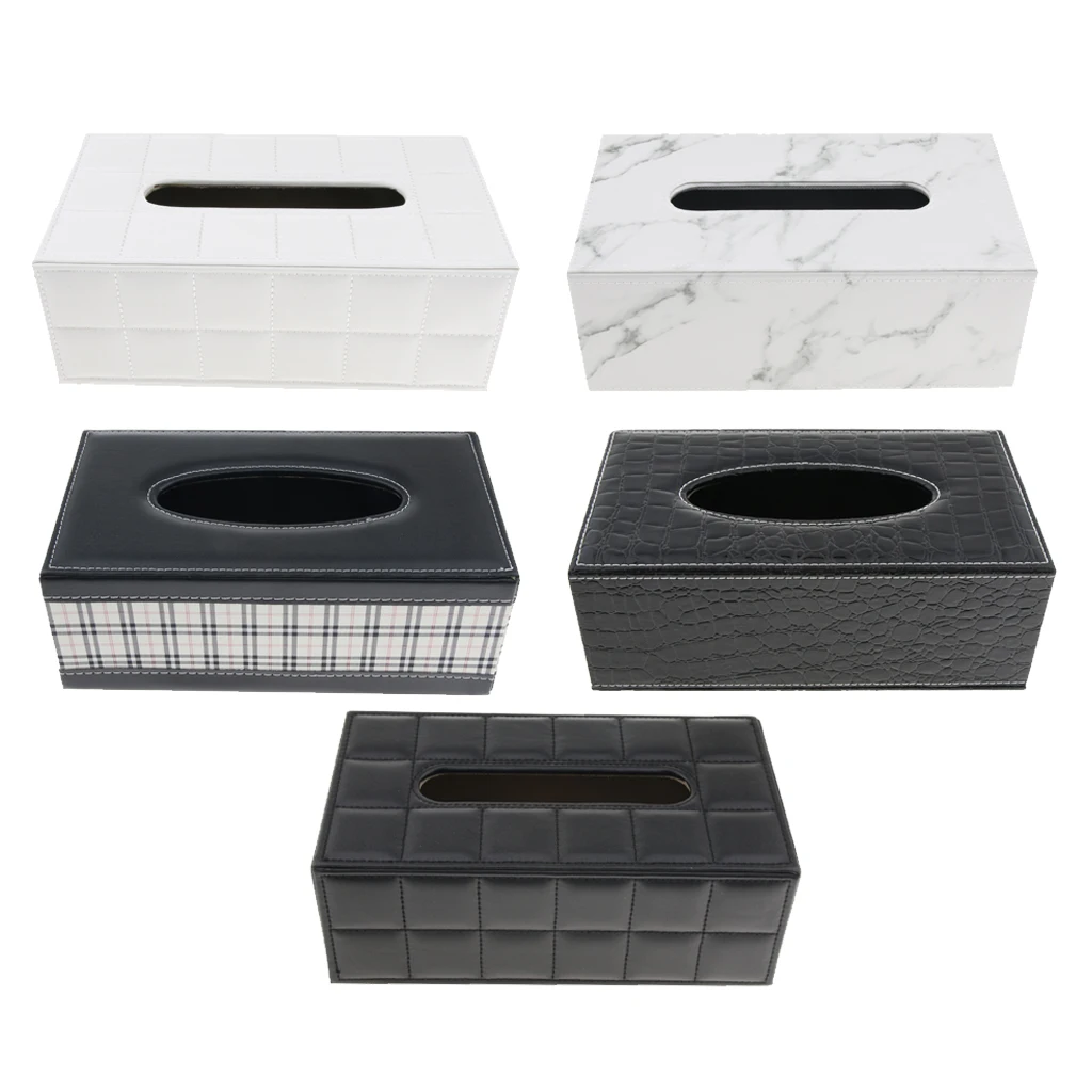 PU Leather Tissue Box Paper Home Car Phone Holder Dispenser Organizer for Home Living Room R=Tabletop Decor Car Office Use